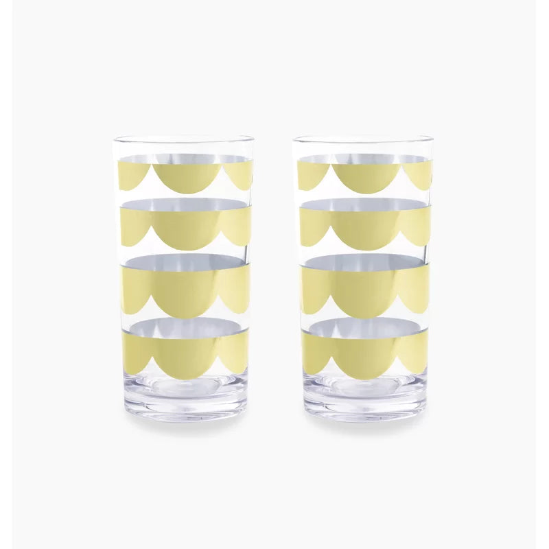 Acrylic Highball Set Gold Scallop - Kate Spade