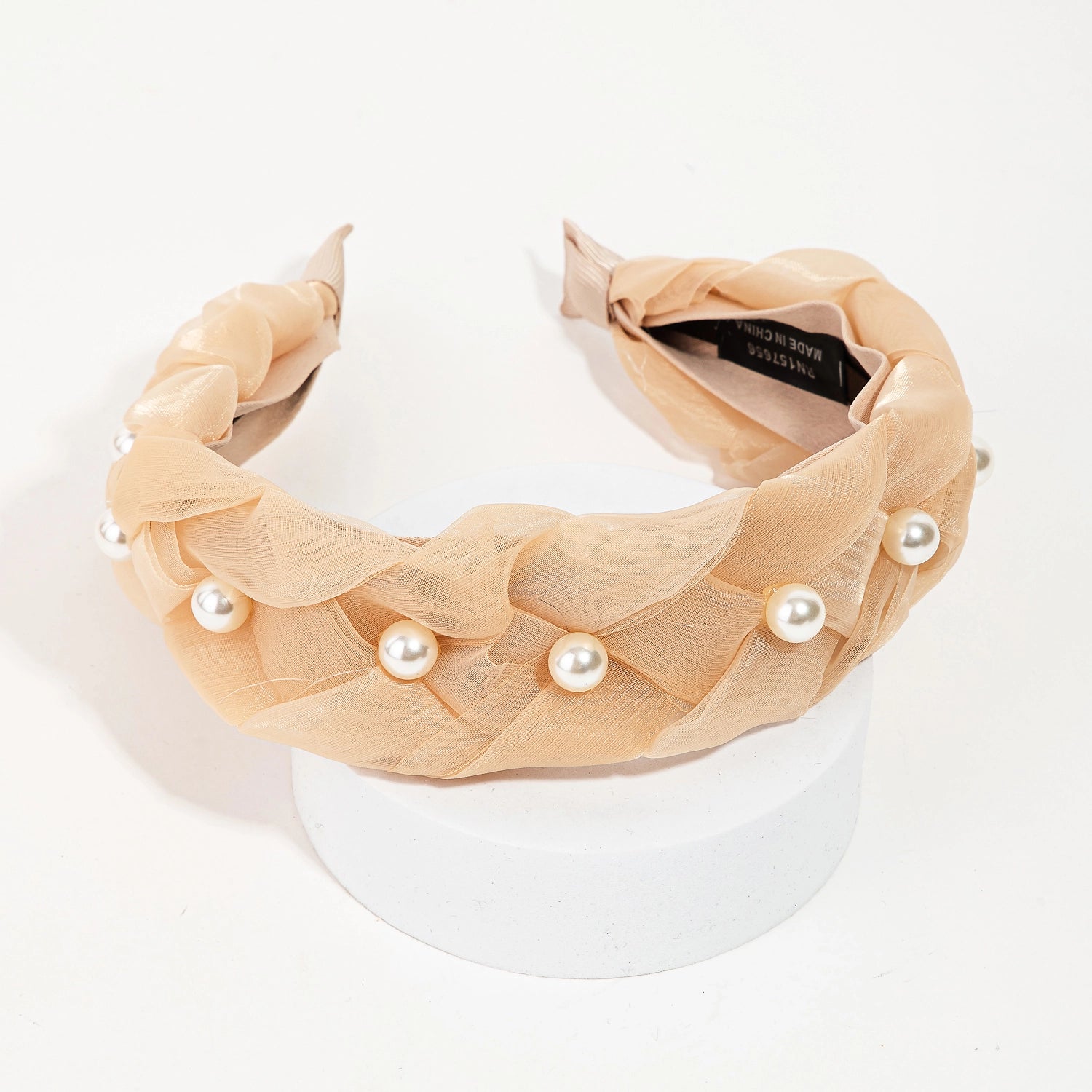 Sheer Fabric Braided Pearl Headband - Jackie Z Style Co