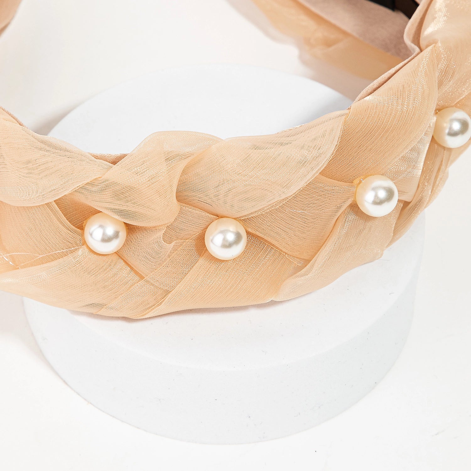 Sheer Fabric Braided Pearl Headband - Jackie Z Style Co