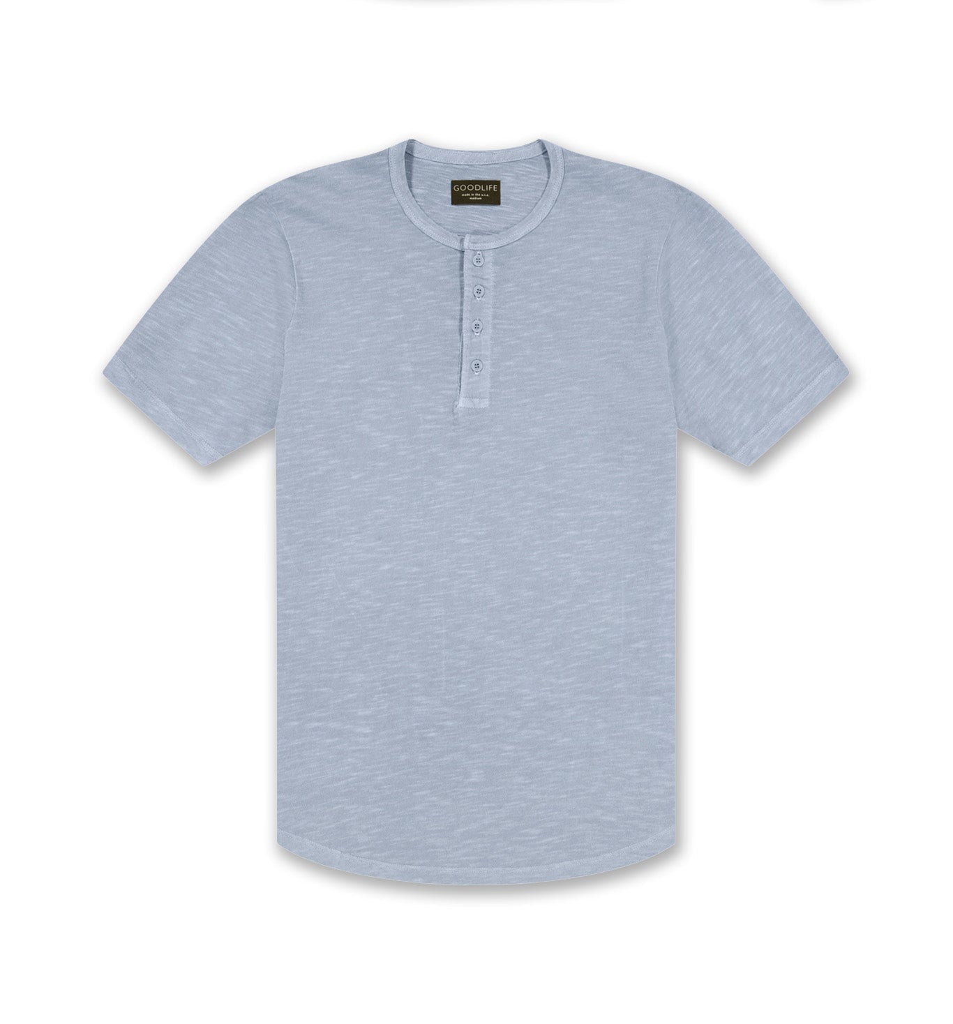 Sun-Faded Slub Scallop Henley Riverside Blue - GoodLife