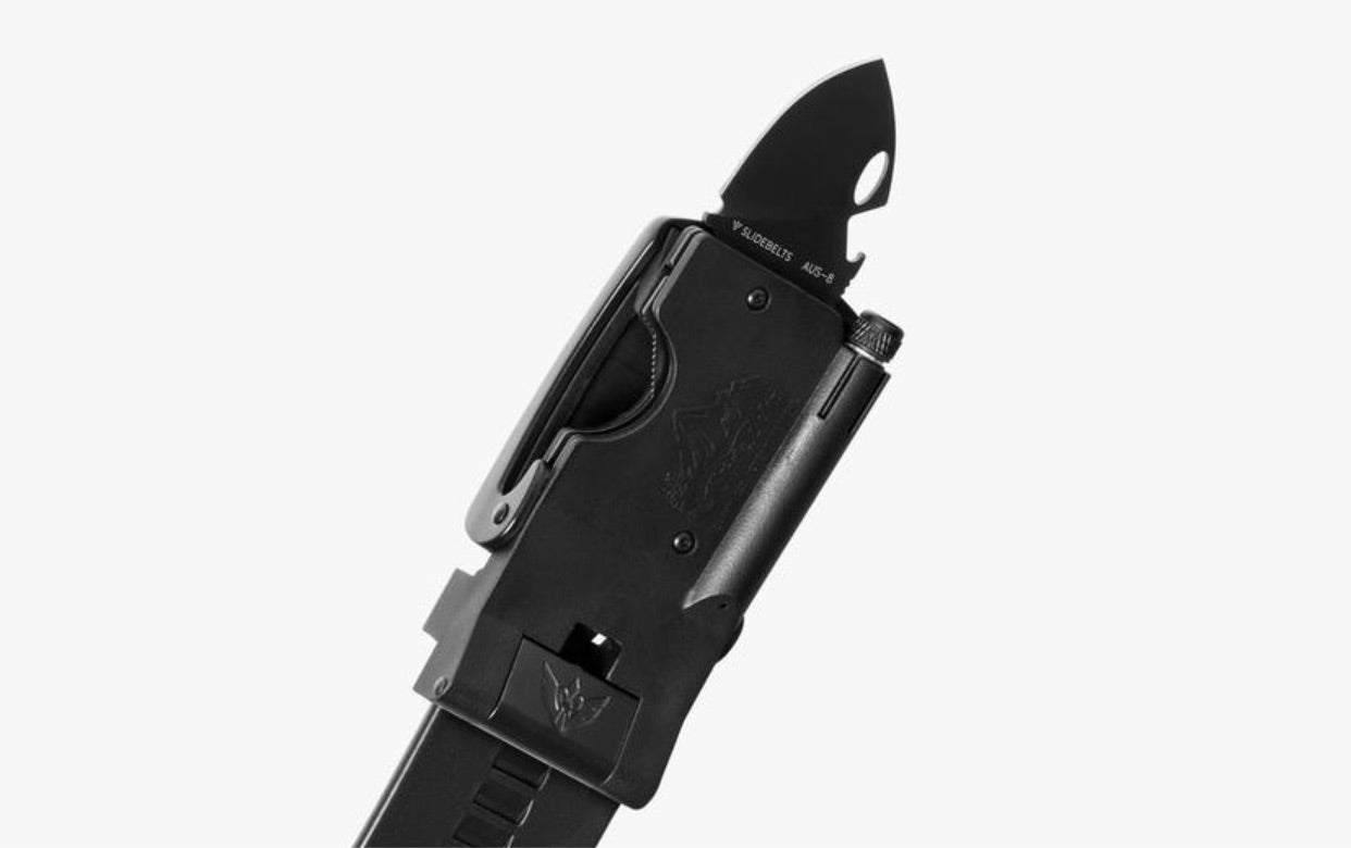 Black Survival Belt With Survival Buckle - Slide Belts