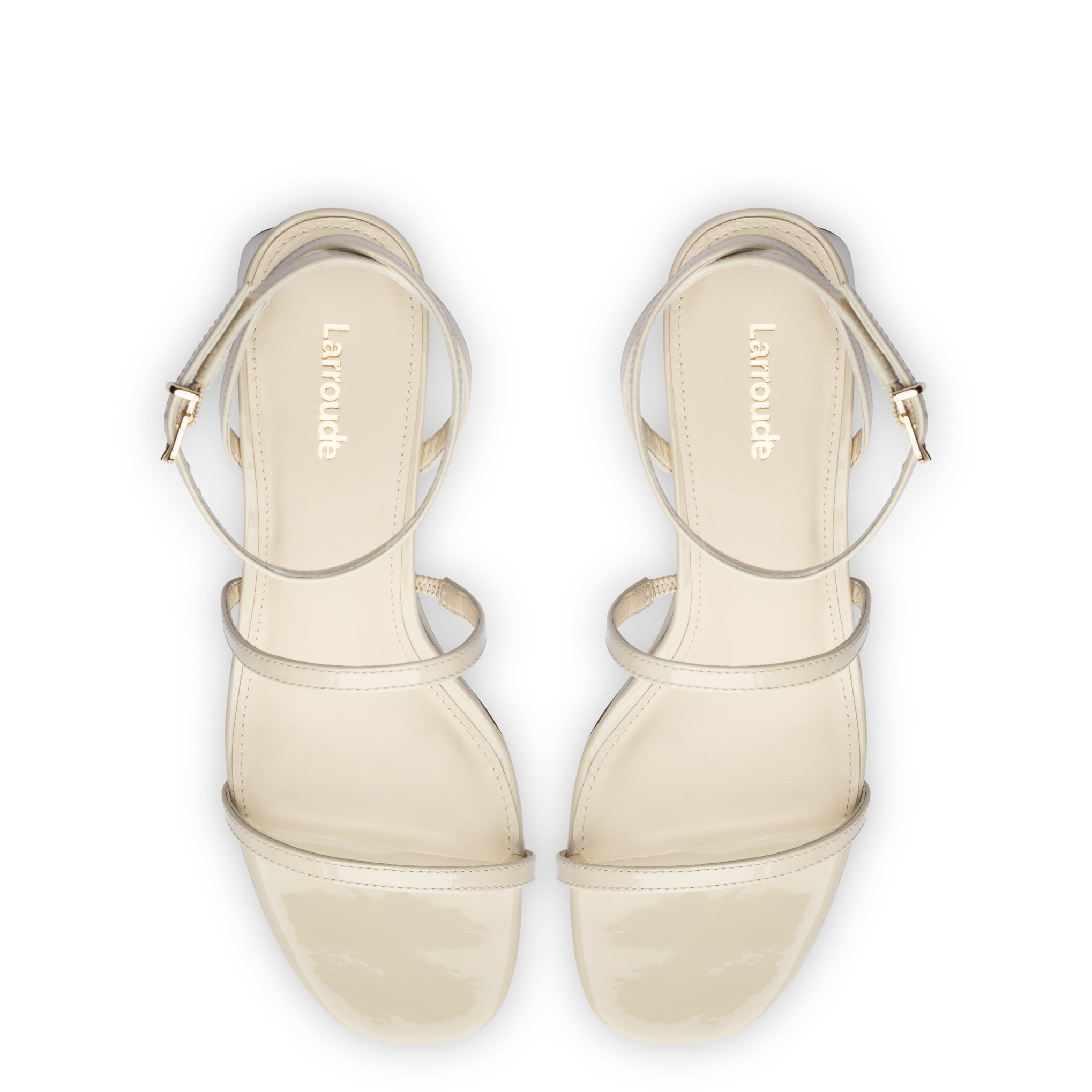 Gio Sandal In Ivory Patent Leather