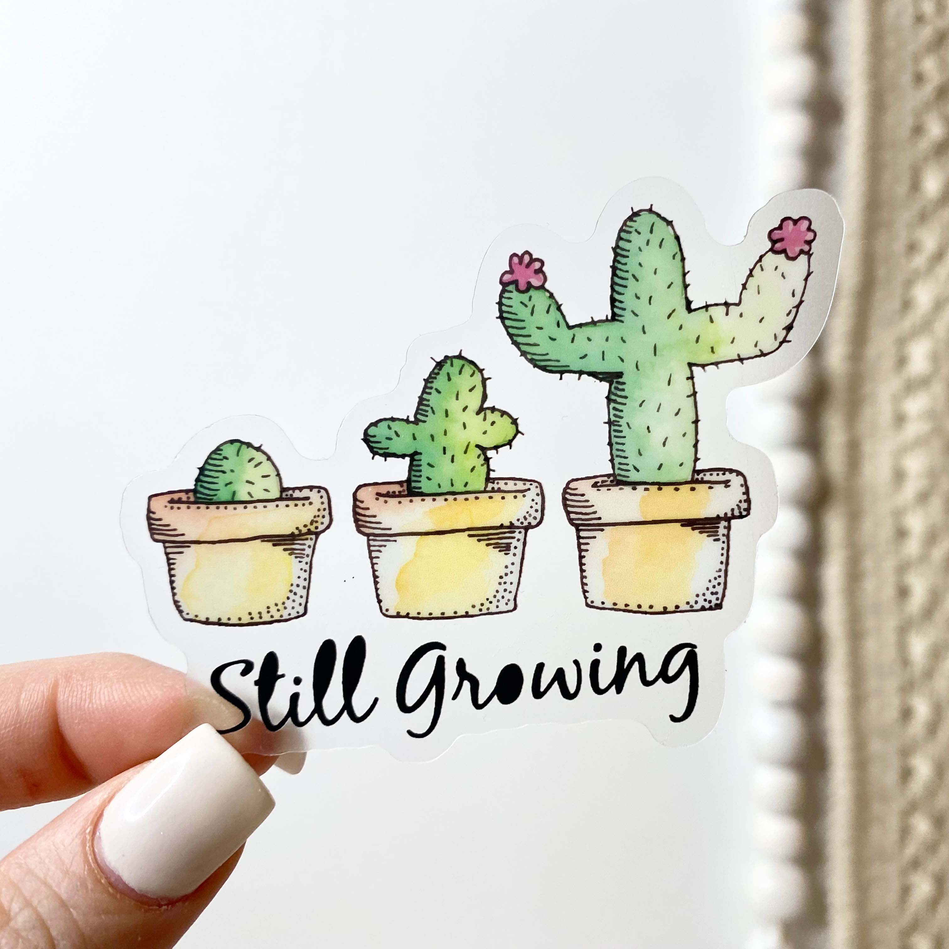 Still Growing Cactus Clear Sticker