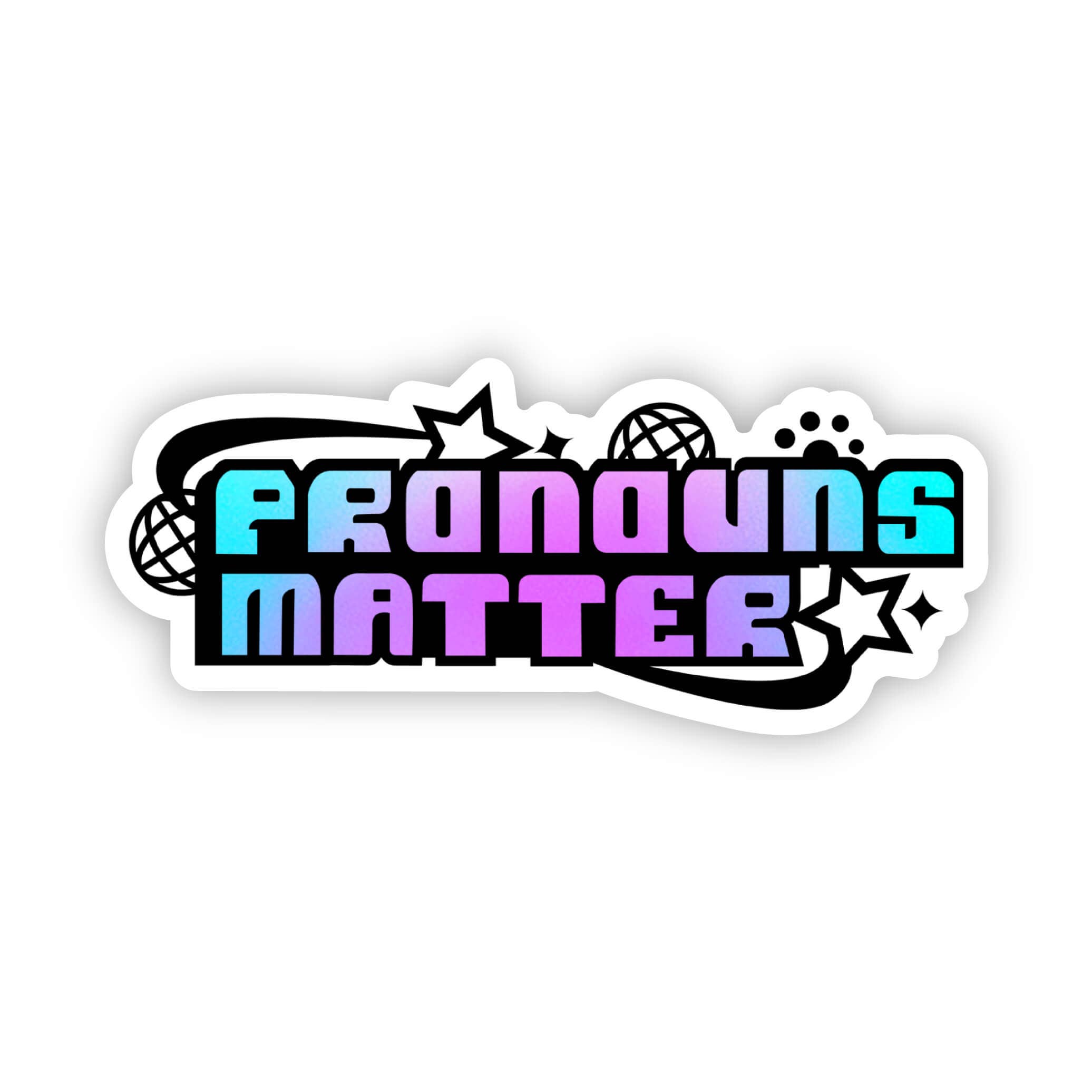 Pronouns Matter Colorful Y2K LGBTQ Pride Sticker