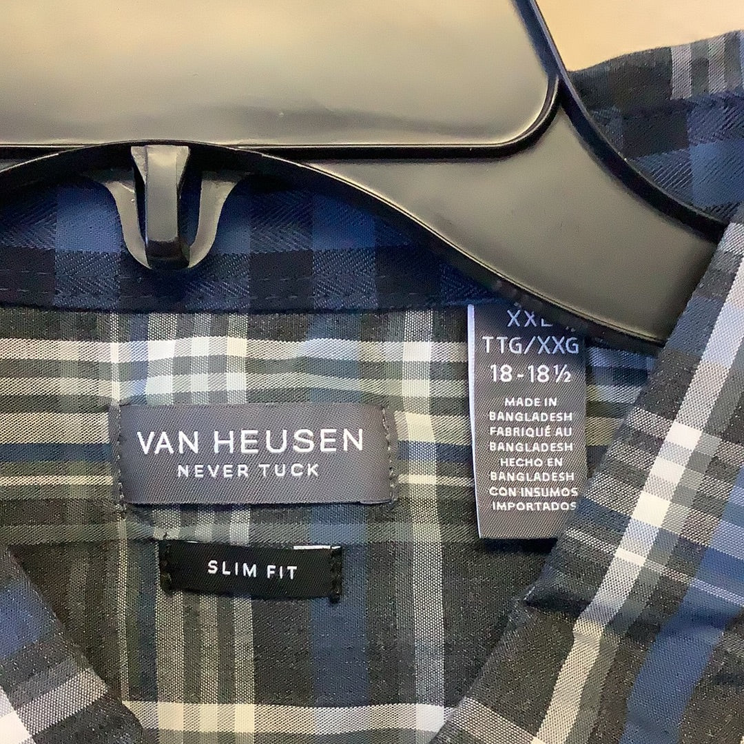 Van Heusen, never tuck, slim fit, easy care