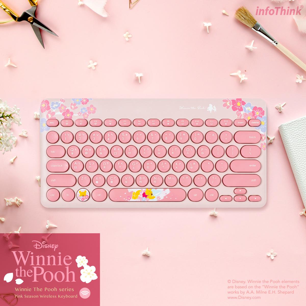 InfoThink x Disney 2.4G Wireless Keyboard Pink Seasons Winnie The Pooh ver