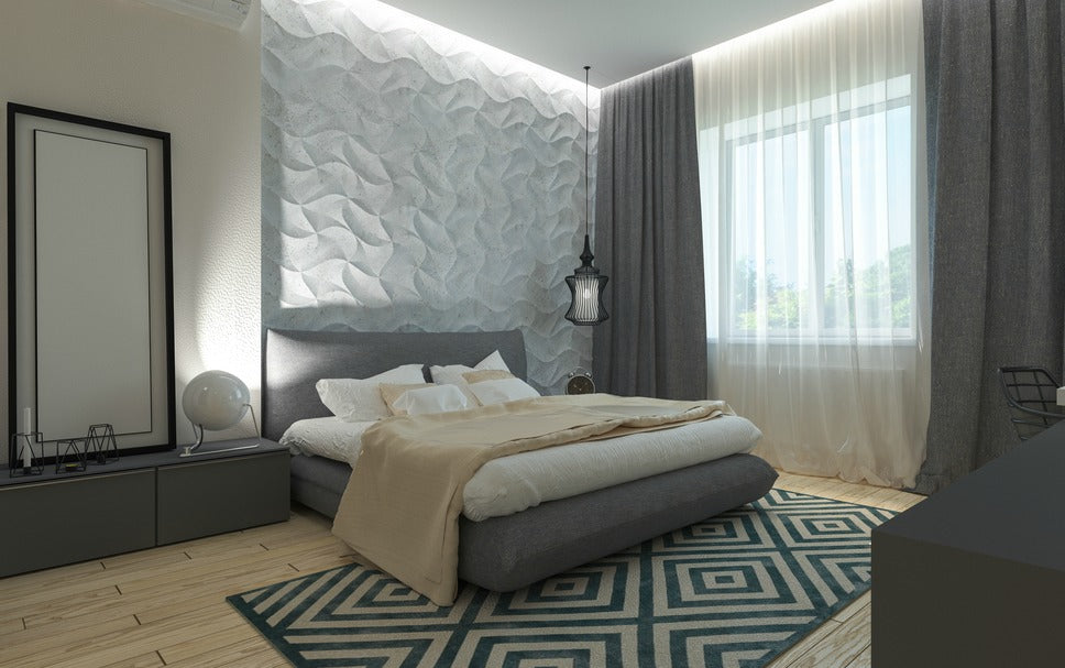 restful shades and minimize busy patterns. for bedroom 