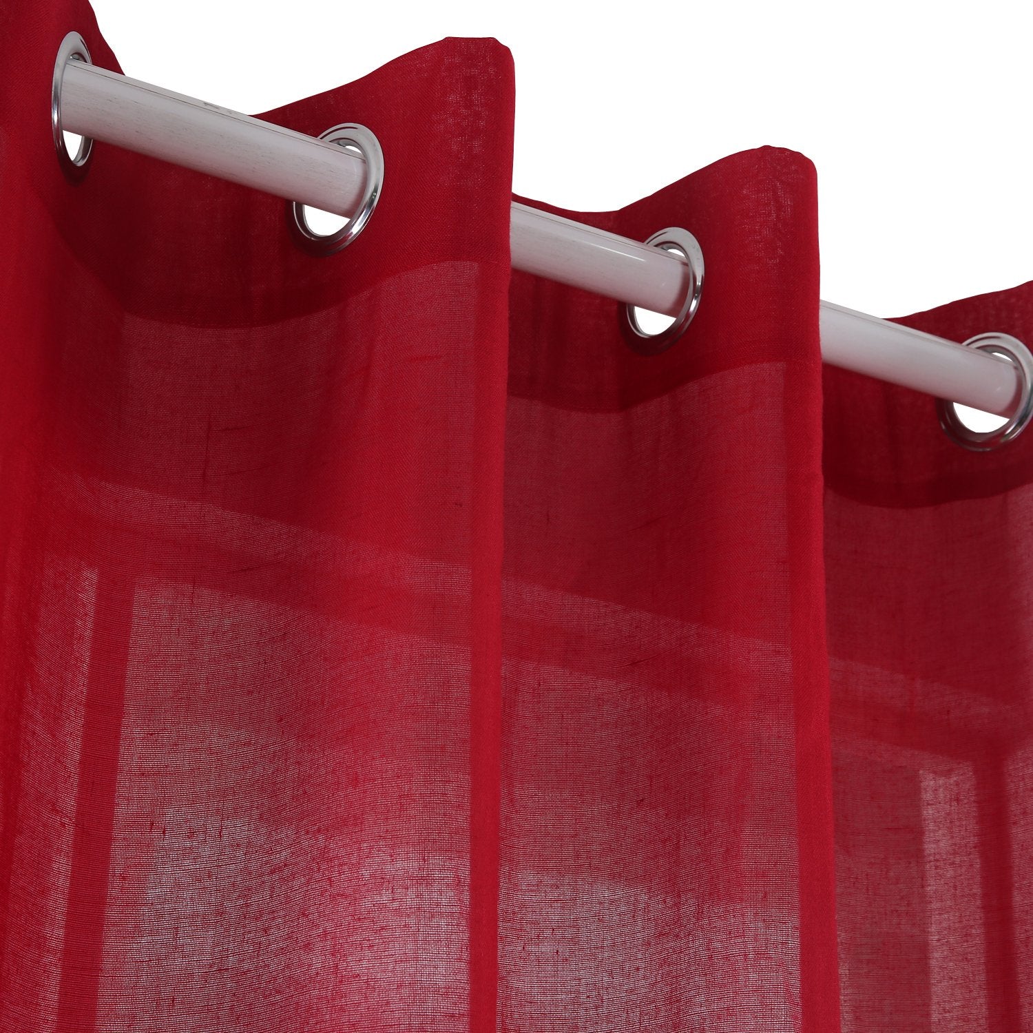 red eyelet curtain