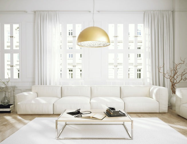 Pattern and Texture White Living Room with White Curtains