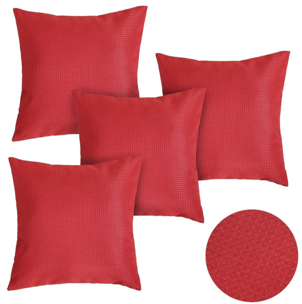 red pillow covers with a raised pattern