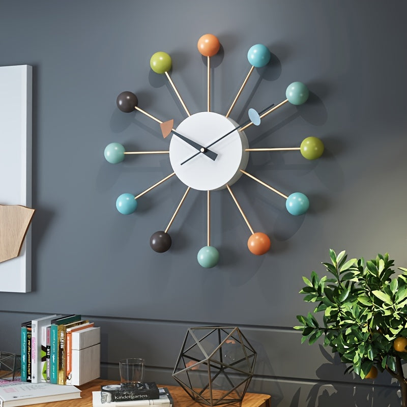1pc Multicolor Iron Silent Wall Clock - Battery Powered Hanging Decoration for Home, Kitchen, and Living Room