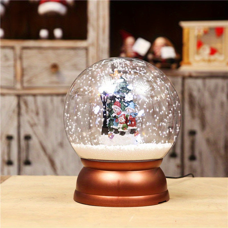 1pc Christmas Snowing Musical Playing Ball, Christmas Led Lighting Night Party Decoration Led Music Box, Christmas Snowing Lantern Ball Christmas Lamp, Xmas Gift