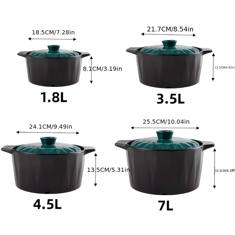 1pc Ceramic Casserole Pot, Dutch Oven, Clay Pot, Home Soup Casserole, Heat Resistant Ceramic Casserole, Stew Pot, Cookware, Kitchenware, Kitchen Supplies, Kitchen Items