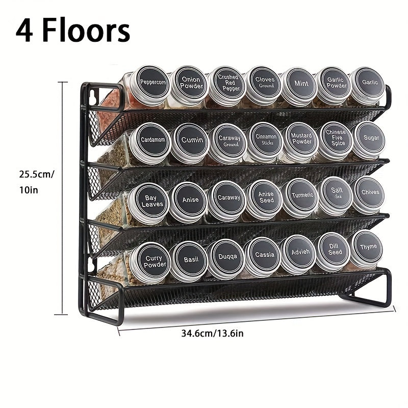 1pc/ 1 Set, Spice Rack Organizer, Seasoning Bottle Storage Rack, Spice Rack Organizer For Cabinet, 3/4-Tier Spice Organizer, Seasoning Bottle Storage Rack, Seasoning Organizer For Countertop, Cabinet, Kitchen, Pantry, Cupboard, Kitchen Accessaries