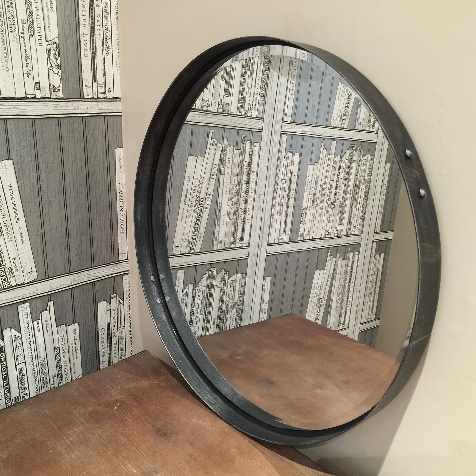 1pc Round Wall Mirror, Metal Framed Wall Mounted Circle Mirror, Vanity Mirror For Bathroom And Bedroom, Home Decor