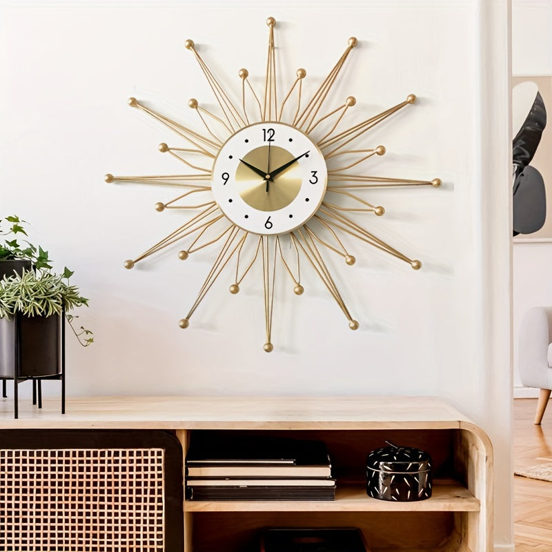 1pc Large Metal Mid Century Decorative Wall Clock For Living Room Decor, 19.68 Inch Silent Battery Operated Big Modern Home Wall Art For Bedroom,Kitchen,Dining Room,Hotels,Office