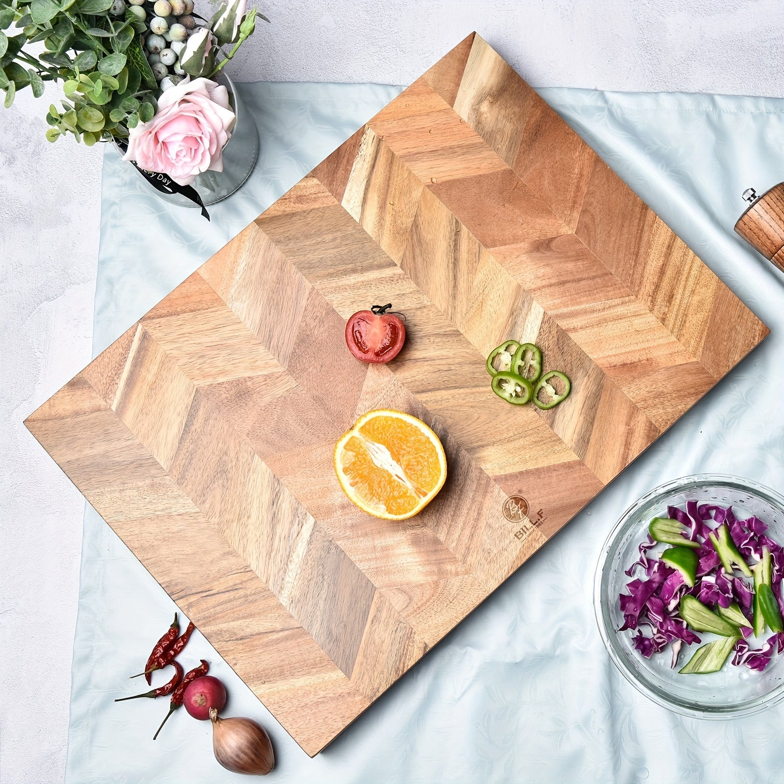 1pc High-End Acacia Wood Cutting Board - Durable and Mold-Proof for Effortless Cutting and Preparation
