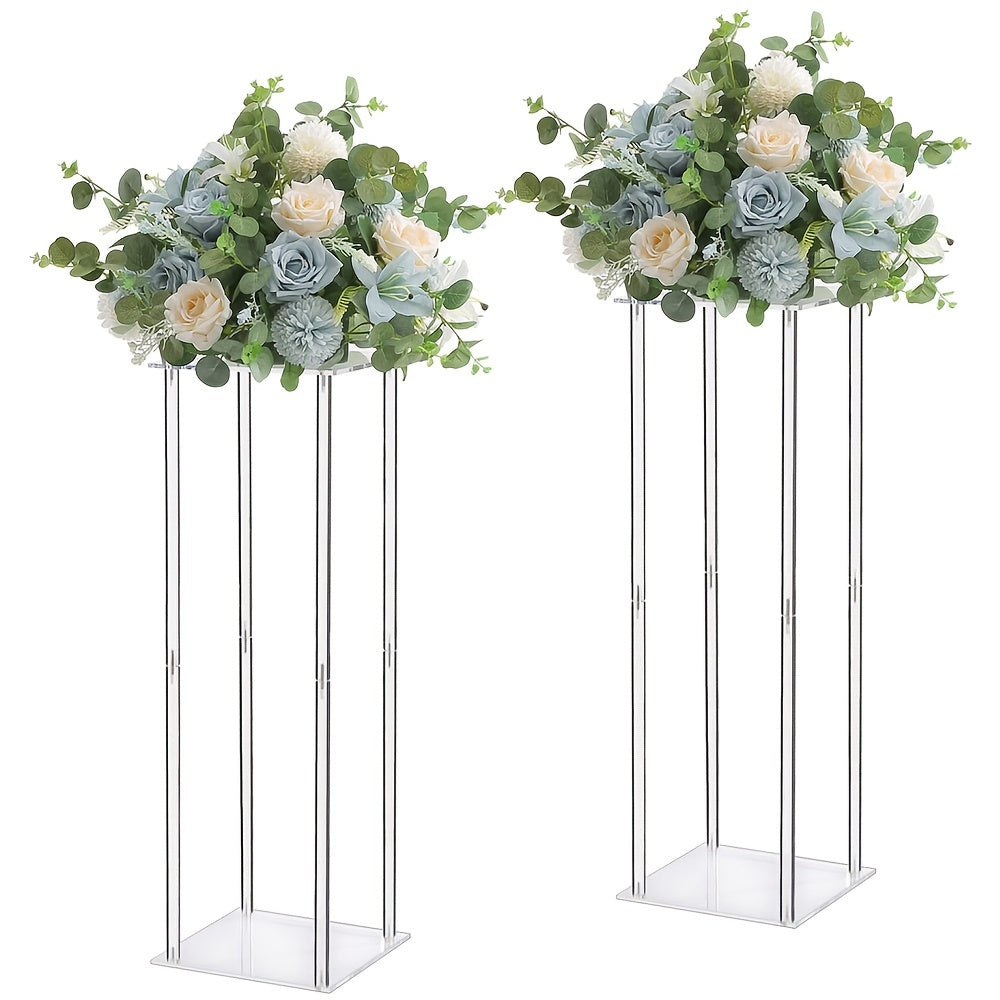 2pcs, Acrylic Transparent Column Vase Holder, (24 Inch) High Wedding Geometric Centerpiece Tabletop, Family Gathering, Wedding Party Decoration, Display Stand Floor Flower Stand M-60cm*2