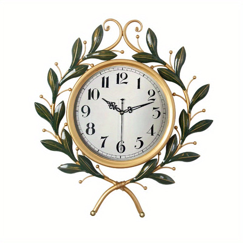 1pc American Retro Creative Olive Branch Wall Clock, Personalized Fashion Art Wall Clock, Large Decorative Wall Clocks For Study Office Wall Clock Crafts Art Ornament, Room Decor, Home Decor