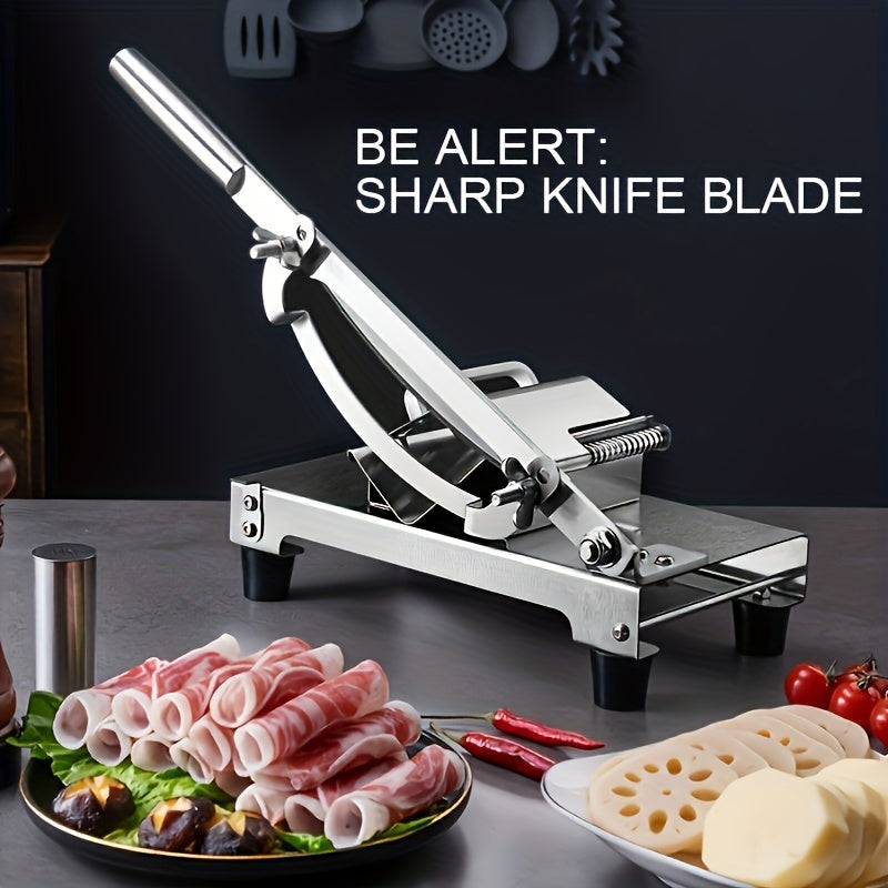 1pc Adjustable Thin Thick Lamb Roll Slicer, Household Kitchen 304 Stainless Steel Manual Meat Slicer, Fat Cow Roll Planer Meat Slicer
