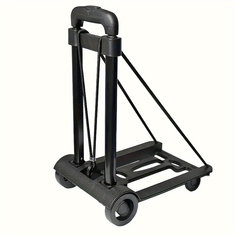 1pc Portable Cart, Portable Trolley, Iron Tube 4 Wheels Small Trolley, Folding Telescopic Pull Cargo Carriage, Convenient Trolley For Buying Food, Moving Freight, Moving Luggage, Camping Travel Essentials