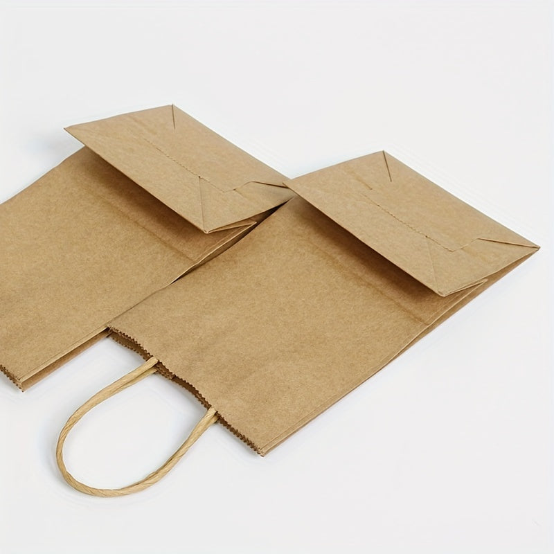 100pcs, 130gsm Brown Kraft Paper Bags With Handles - 100% Recyclable Takeaway Bags For Businesses, Retail, Grocery, Boutique Supplies, Parcel, Packaging, And Home Kitchen Items - Durable And Eco-Friendly