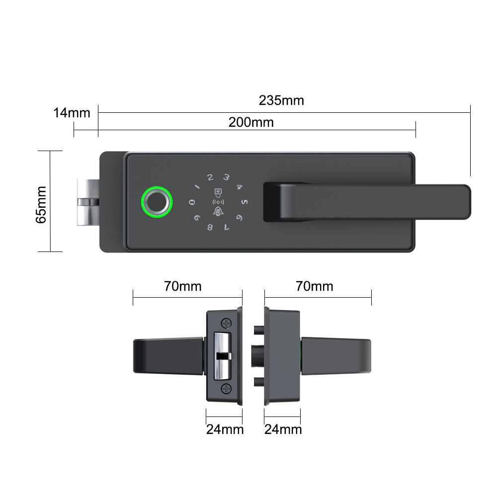 AnjieloSmart Intelligent Tuya App Rfid Pin Electronic Smart biometric fingerprint glass Smart door lock for office