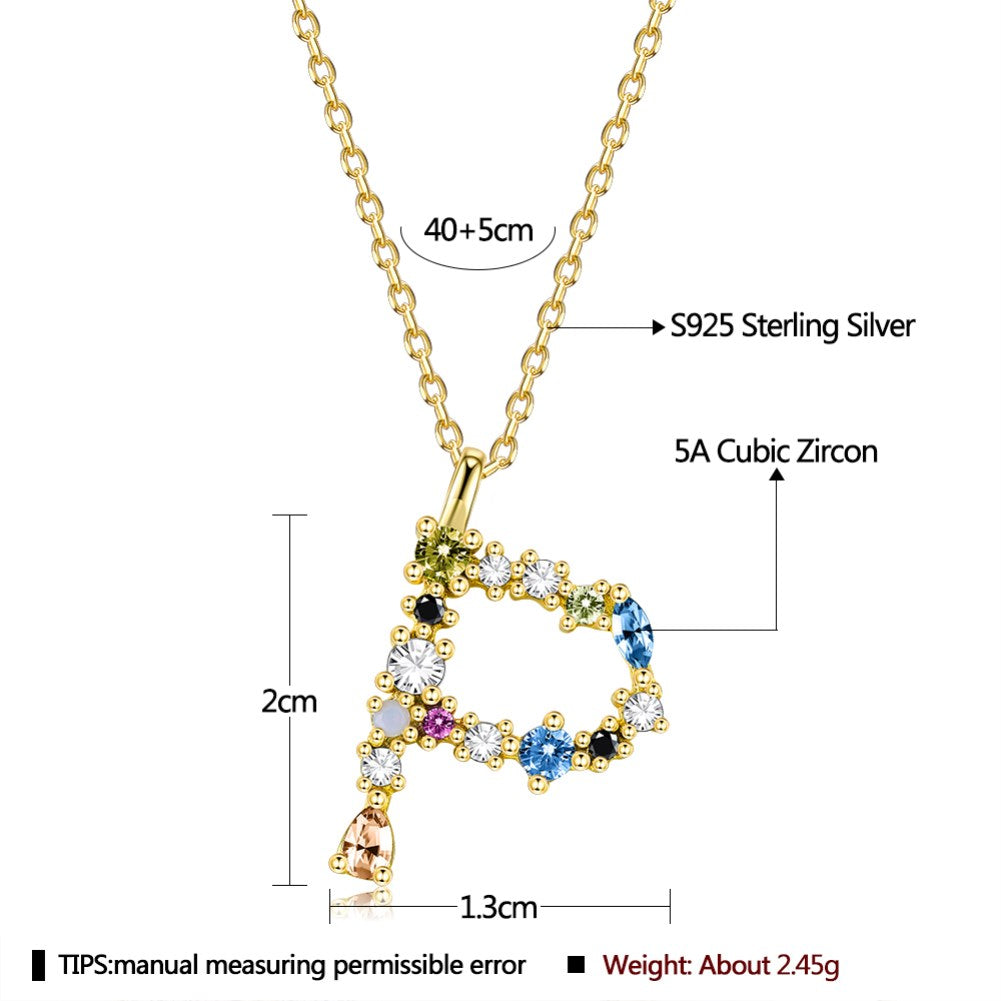 SKMEI SVN472 S925 collier initial en argent sterling