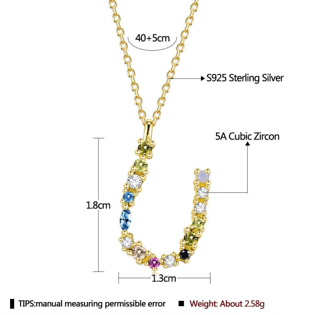 SKMEI SVN472 S925 collier initial en argent sterling