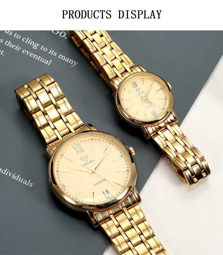 Liebig L1014 Golden Quartz Watch for Couples