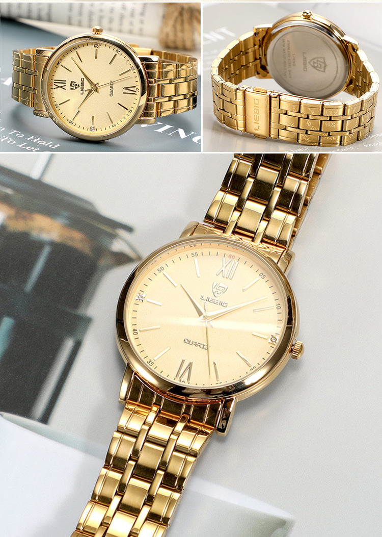Liebig L1014 Golden Quartz Watch for Couples
