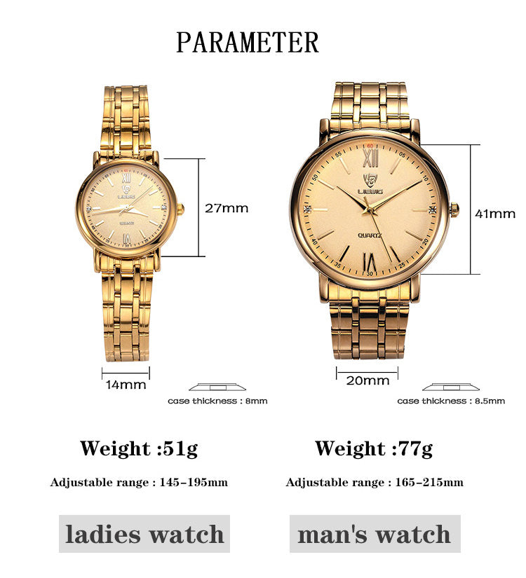 Liebig L1014 Golden Quartz Watch for Couples