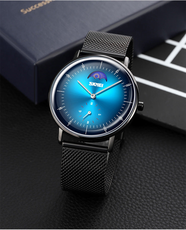 Reloj SKMEI 9245 con fase lunar personalizado para hombre IP67 con correa de acero inoxidable