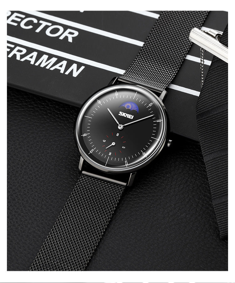 Reloj SKMEI 9245 con fase lunar personalizado para hombre IP67 con correa de acero inoxidable