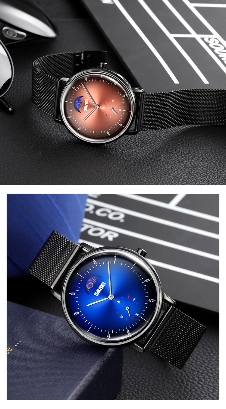 Reloj SKMEI 9245 con fase lunar personalizado para hombre IP67 con correa de acero inoxidable