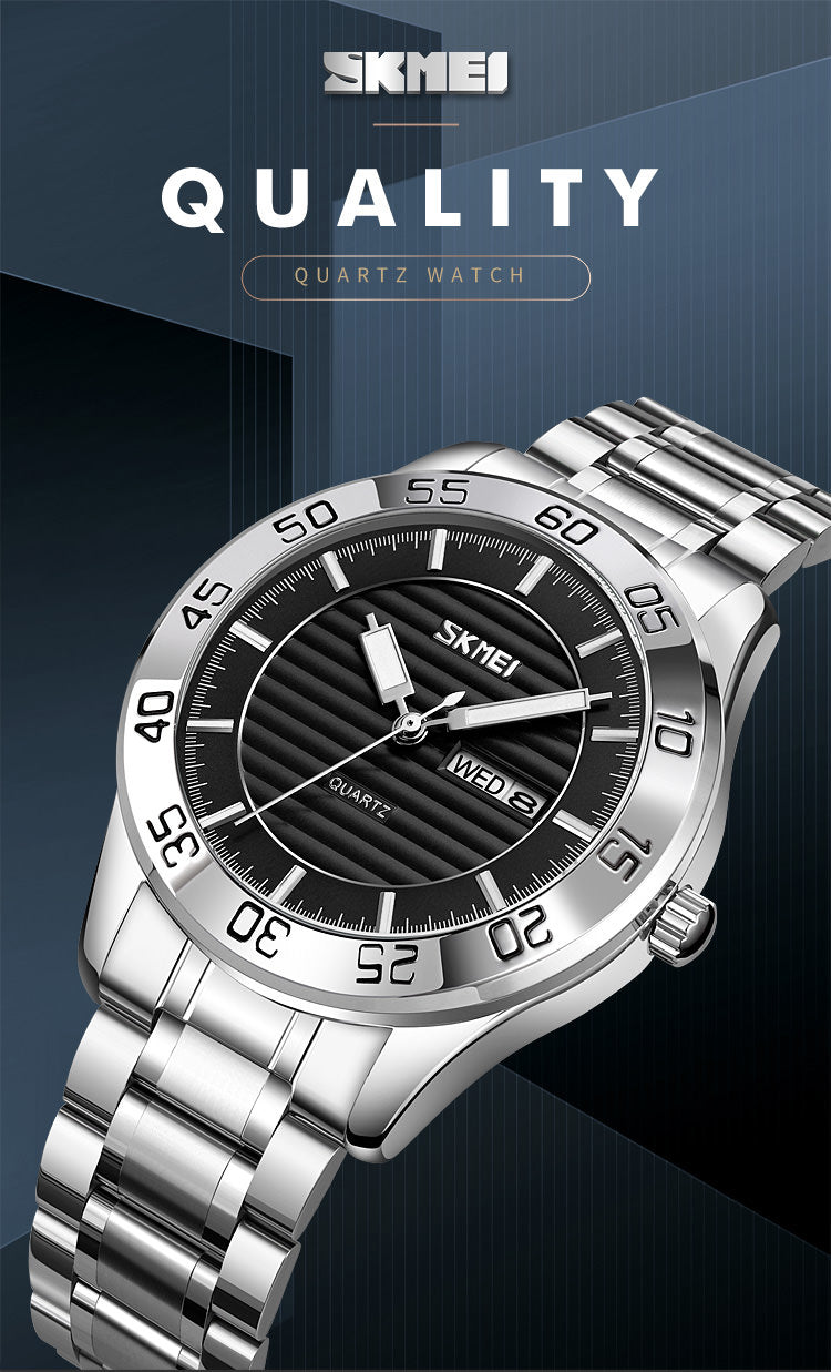 SKMEI 9293 Full Steel Business Wristwatch for Men w/ Date & Week