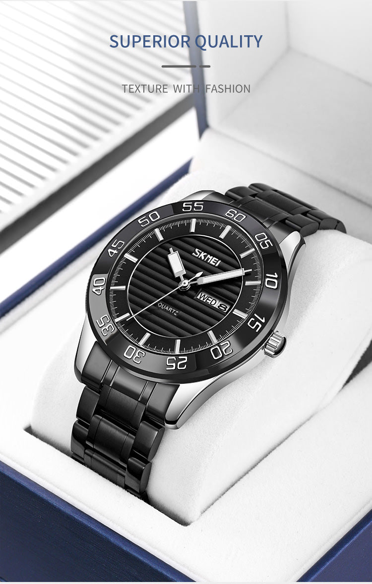 SKMEI 9293 Full Steel Business Wristwatch for Men w/ Date & Week