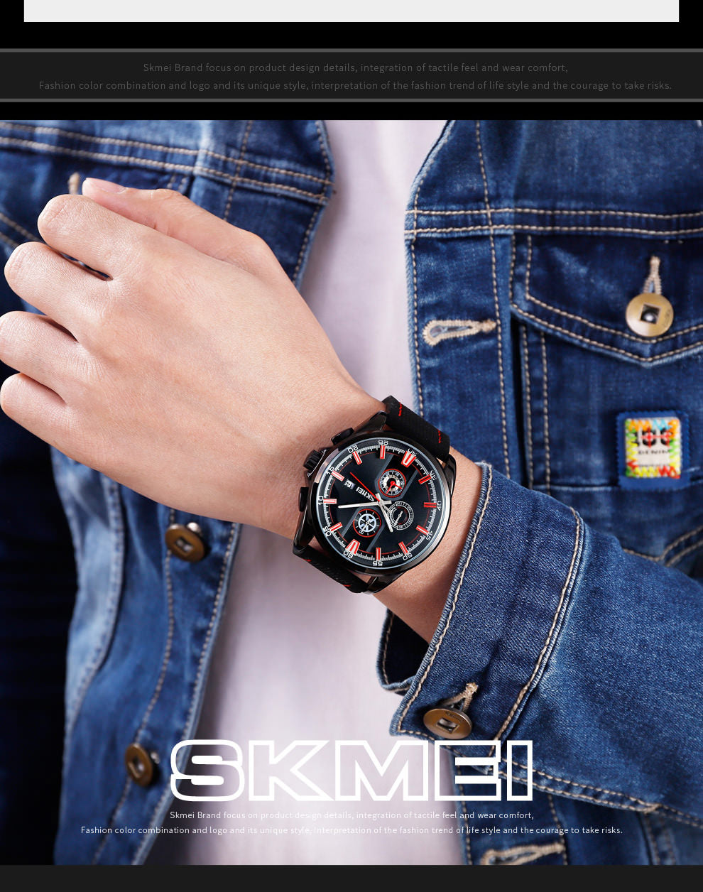 SKMEI 9181 Mens Leather Band Watch