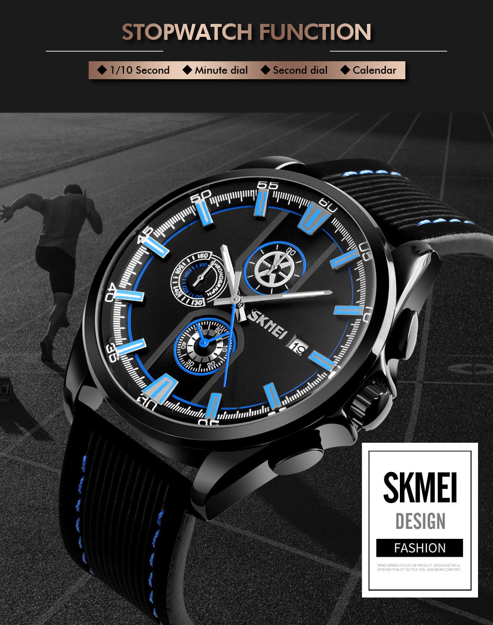 SKMEI 9181 Mens Leather Band Watch