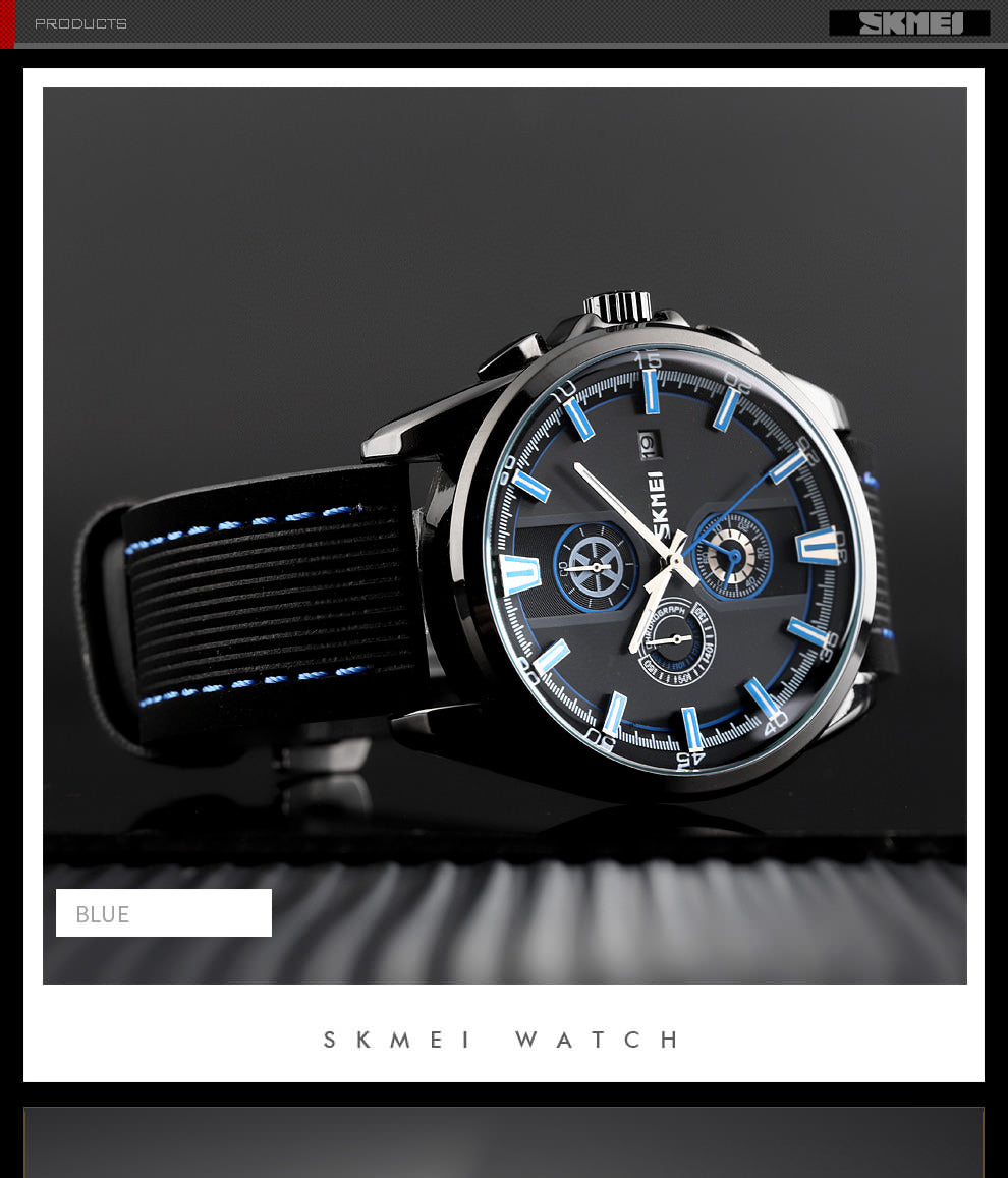 SKMEI 9181 Mens Leather Band Watch