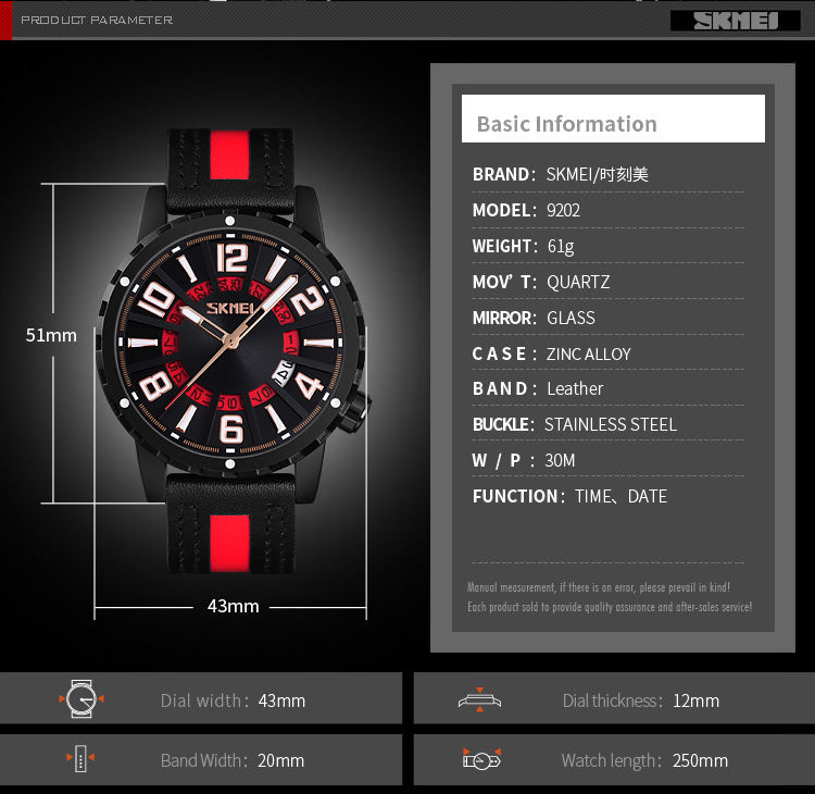 SKMEI 9202 Mens Luminous Watch