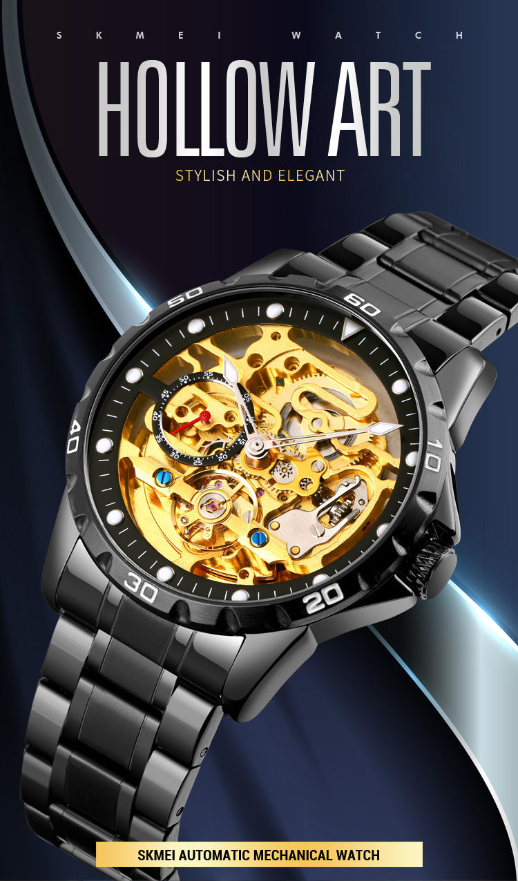 SKMEI 9230 Skeleton Exposed Gear Watch for Men
