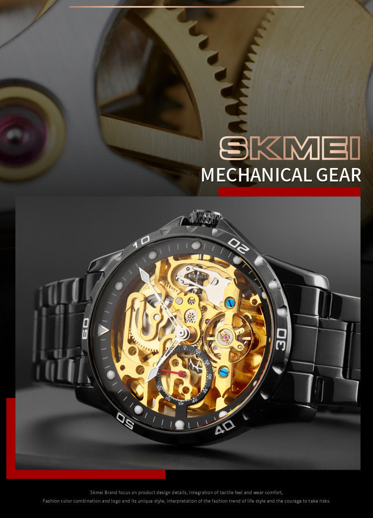 SKMEI 9230 Skeleton Exposed Gear Watch for Men