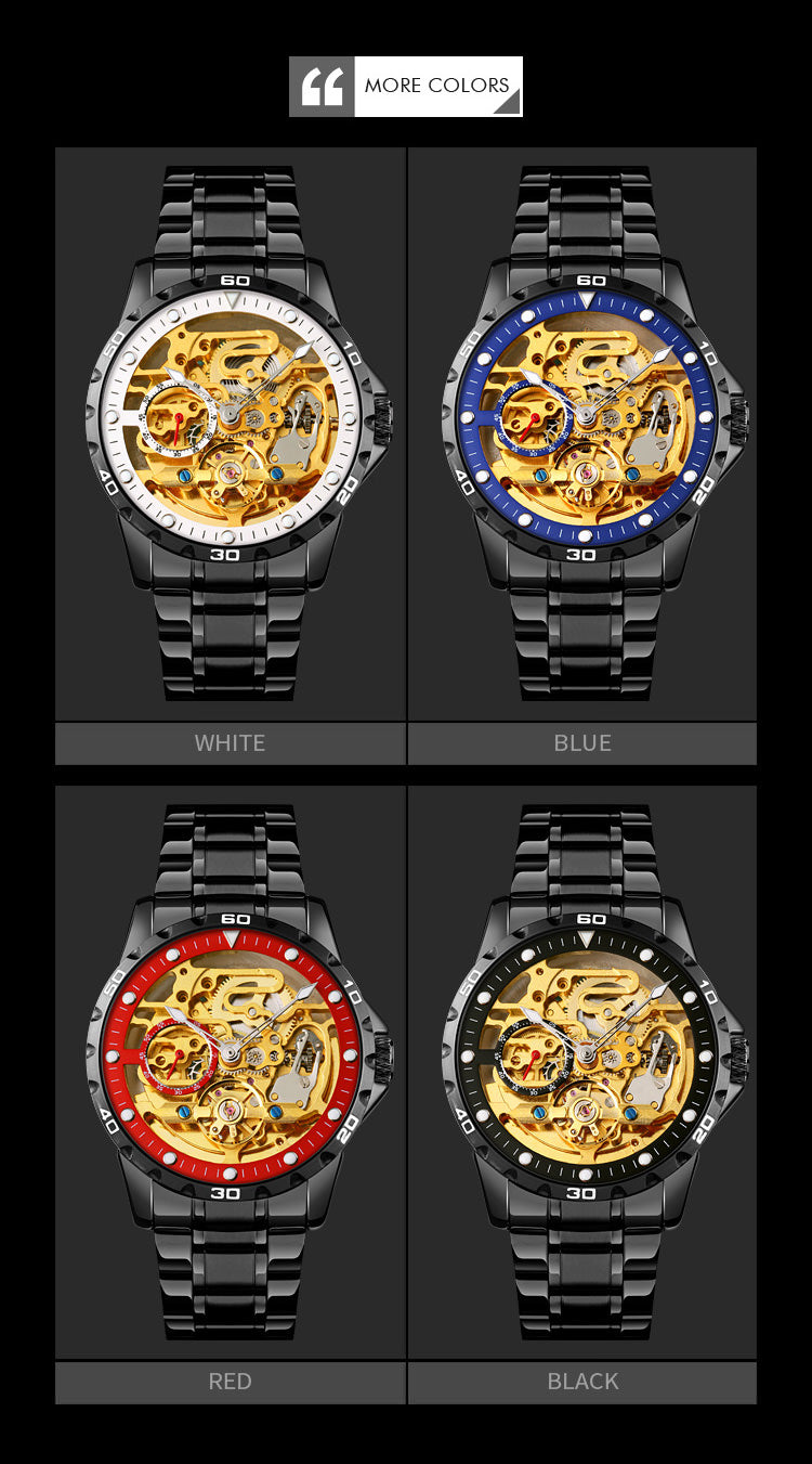 SKMEI 9230 Skeleton Exposed Gear Watch for Men
