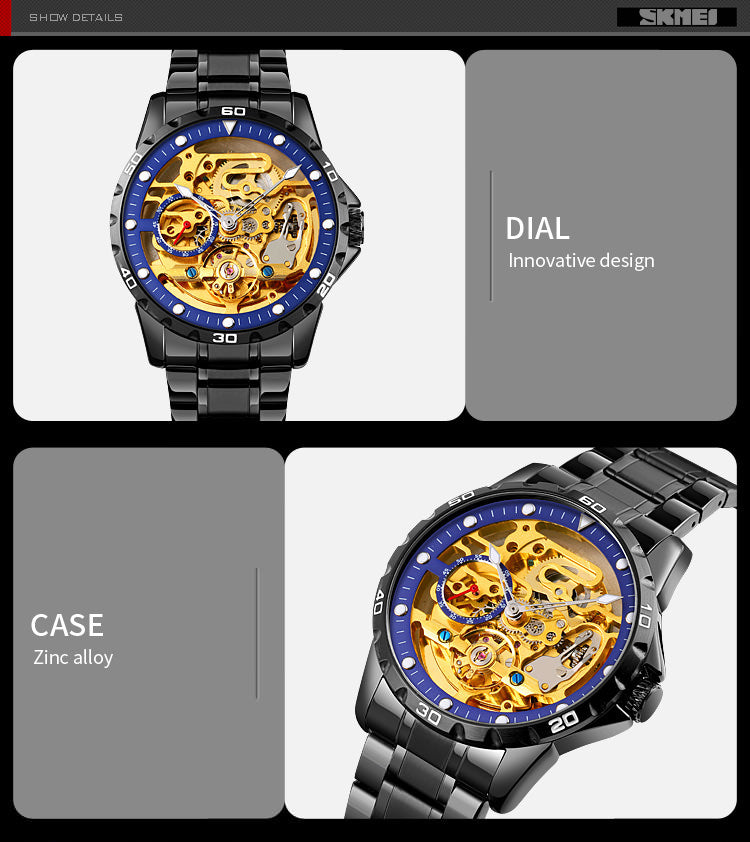 SKMEI 9230 Skeleton Exposed Gear Watch for Men