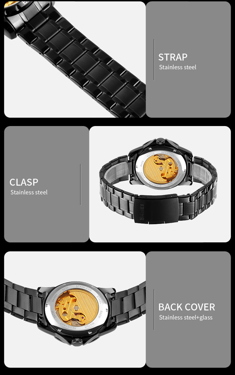 SKMEI 9230 Skeleton Exposed Gear Watch for Men