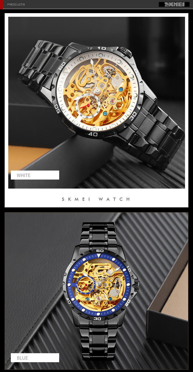 SKMEI 9230 Skeleton Exposed Gear Watch for Men