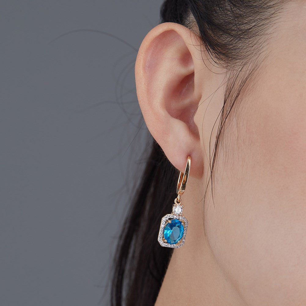 SKMEI KZCE303 Boucles d'oreilles bleues à clous diamant pour filles