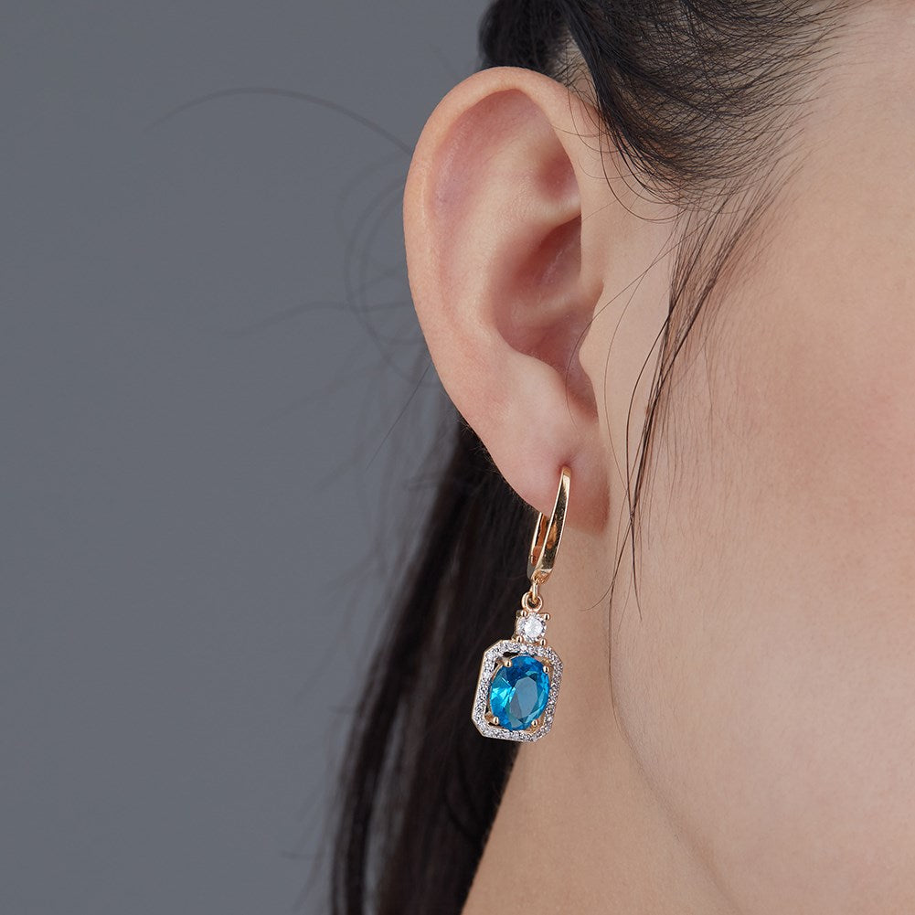 SKMEI KZCE303 Pendientes azules con diamantes para niñas