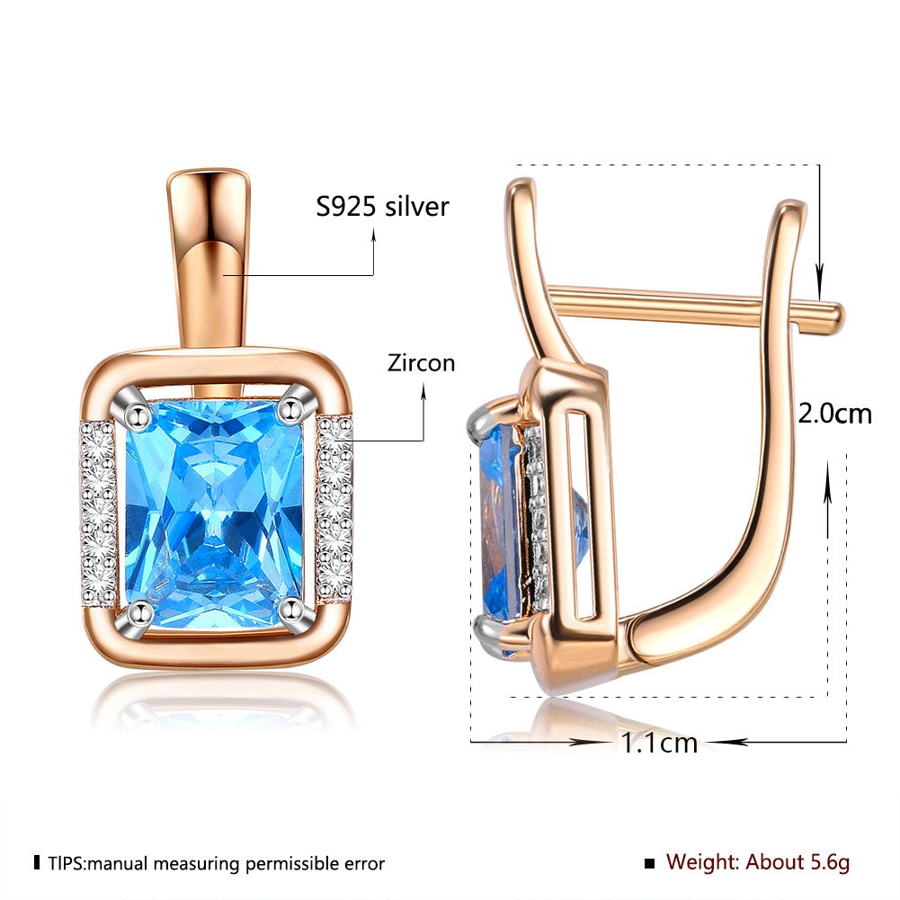 SKMEI KZCE287 Cerule Blue Rectangle Earrings Studs for Women